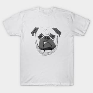 Cute Pug with Chain Necklace Drawing T-Shirt